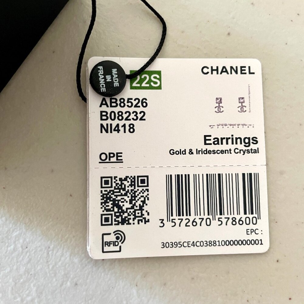 Chanel Iridescent Crystal Logo Earrings - Picture 7 of 11